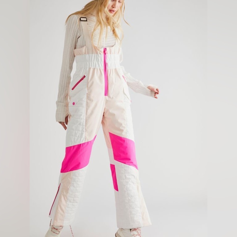 New Free People Movement All Prepped Colorblock Bib Snow Pant Ski medium…